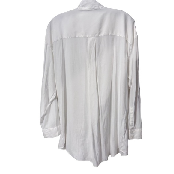 ELIZABETH & JAMES Sz XXL Women’s White Tie-Neck Button Down Shirt Blouse - Picture 3 of 12